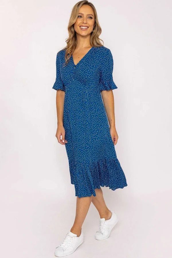 Rowen Avenue Betty Midi Dress In Blue Print* Skater