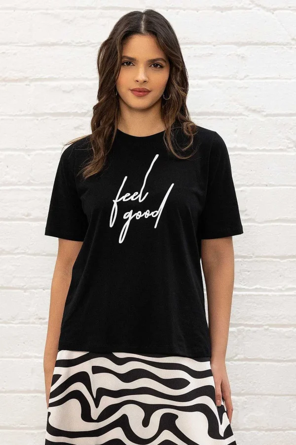 Pala D'oro Sport Black Boyfriend T-Shirt*Women Tops & Blouses