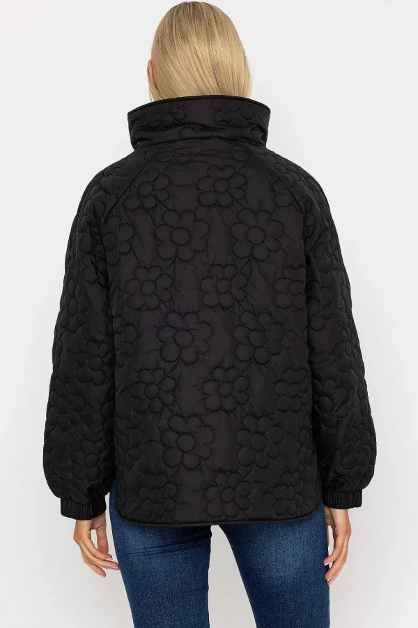J'aime la Vie Black Floral Quilt Boxy Jacket*Women Coats & Jackets