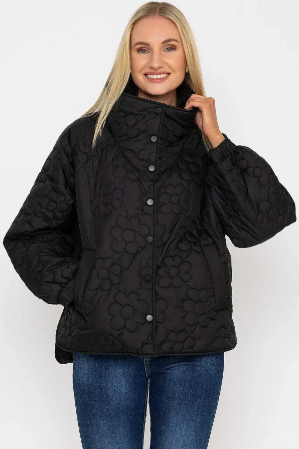 J'aime la Vie Black Floral Quilt Boxy Jacket*Women Coats & Jackets