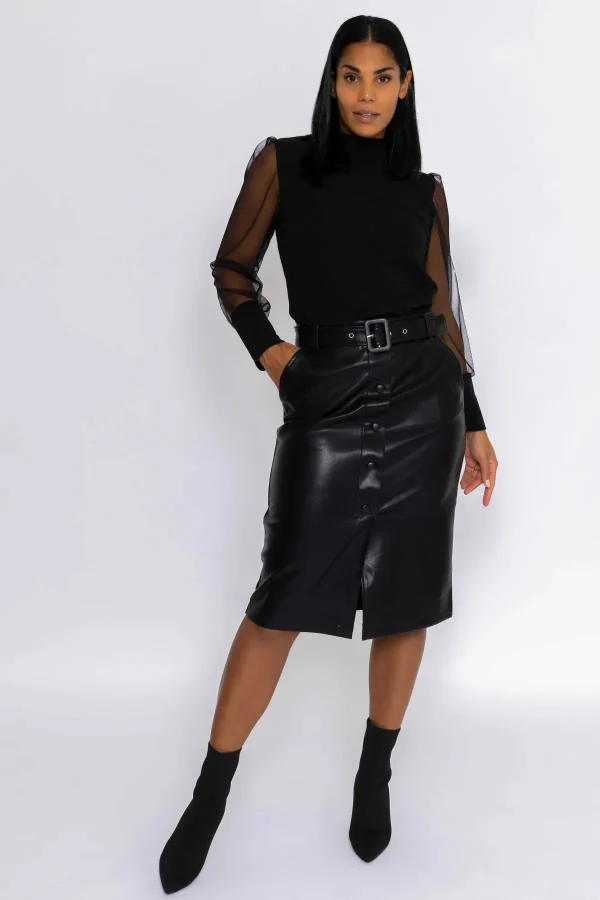 J'aime la Vie Black Pu Skirt*Women Skirts & Shorts