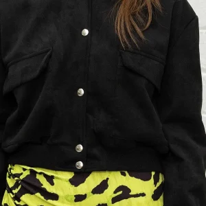 Pala D'oro Sport Black Suede Bomber Jacket*Women Coats & Jackets