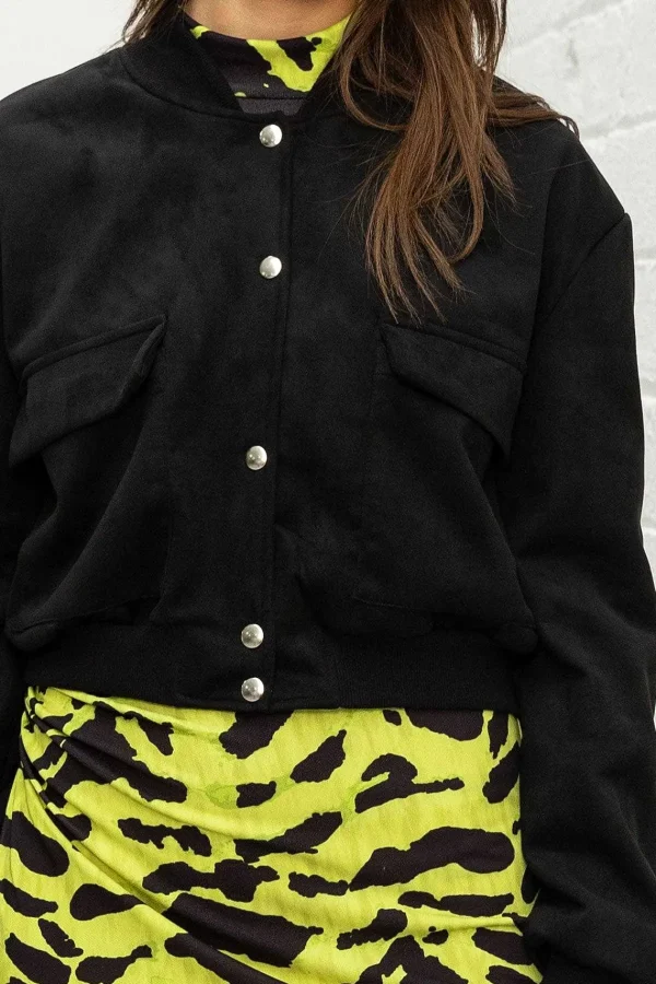 Pala D'oro Sport Black Suede Bomber Jacket*Women Coats & Jackets