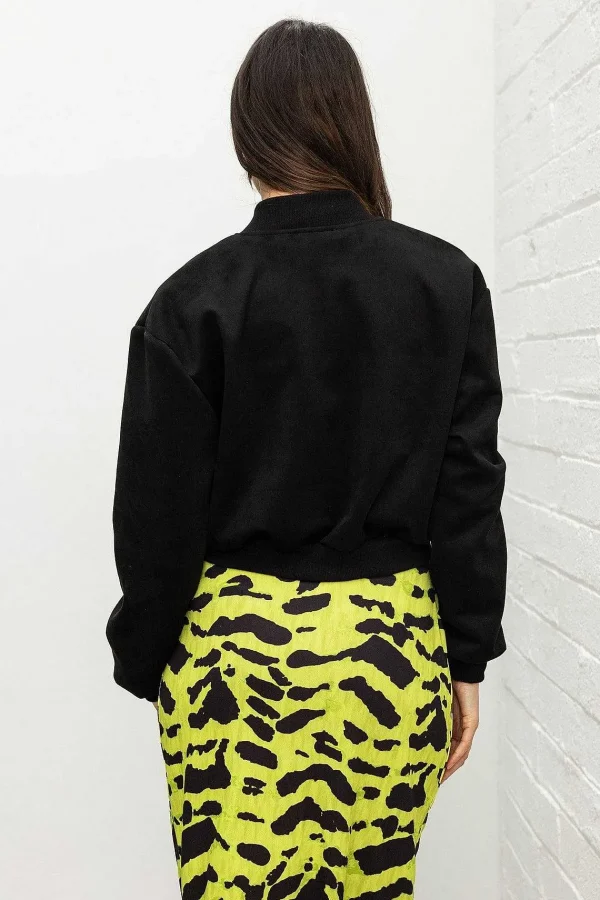 Pala D'oro Sport Black Suede Bomber Jacket*Women Coats & Jackets