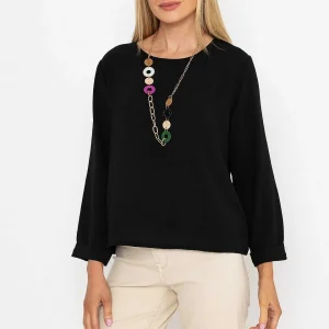 Pala D'oro Black Top With Necklace*Women Tops & Blouses