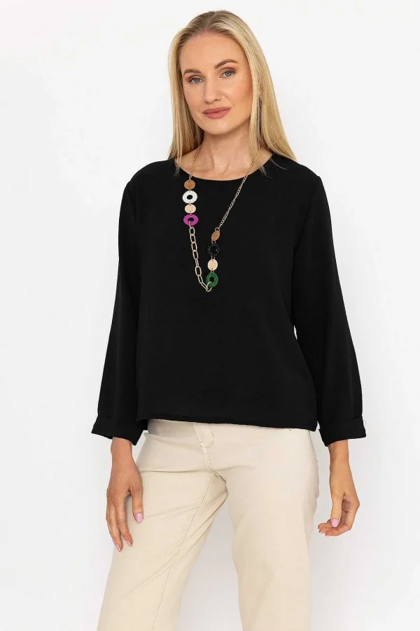 Pala D'oro Black Top With Necklace*Women Tops & Blouses