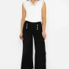 Pala D'oro Black Wide Leg Scuba Trousers*Women Jeans & Trousers
