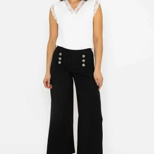 Pala D'oro Black Wide Leg Scuba Trousers*Women Jeans & Trousers