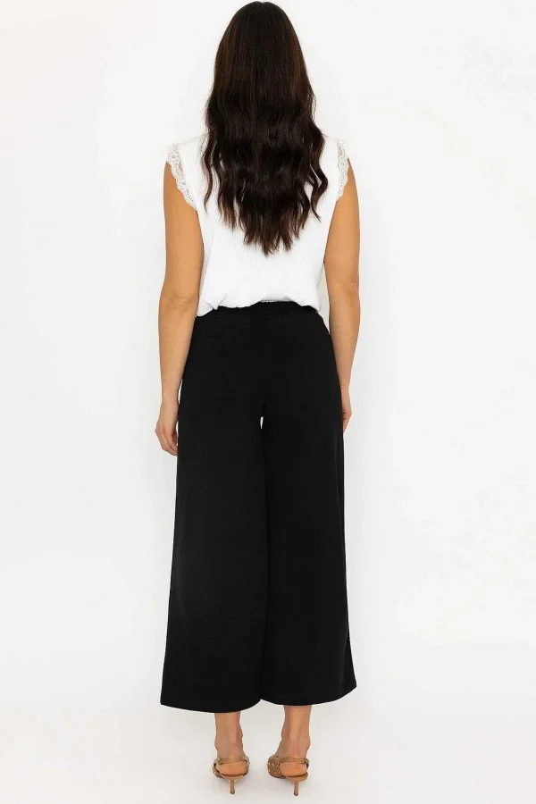 Pala D'oro Black Wide Leg Scuba Trousers*Women Jeans & Trousers