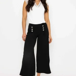 Pala D'oro Black Wide Leg Scuba Trousers*Women Jeans & Trousers