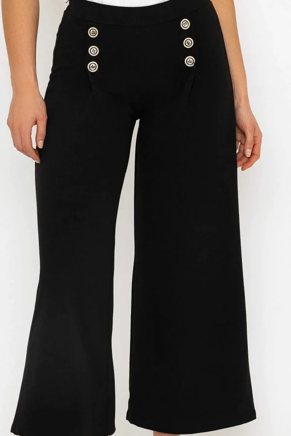 Pala D'oro Black Wide Leg Scuba Trousers*Women Jeans & Trousers