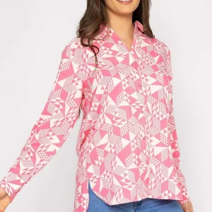 Rowen Avenue Blouse In Pink Geo Print*Women Tops & Blouses