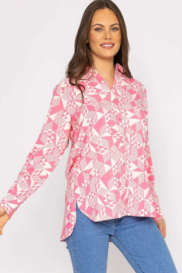 Rowen Avenue Blouse In Pink Geo Print*Women Tops & Blouses