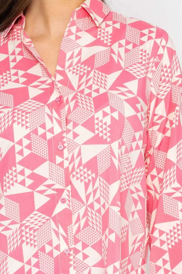 Rowen Avenue Blouse In Pink Geo Print*Women Tops & Blouses