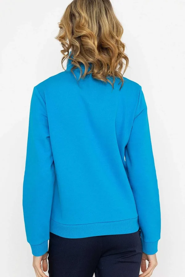 Kelly & Grace Weekend Blue 1/4 Zip Pocket Sweatshirt*Women Hoodies & Sweatshirts