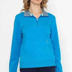 Kelly & Grace Weekend Blue 1/4 Zip Pocket Sweatshirt*Women Hoodies & Sweatshirts