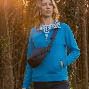 Kelly & Grace Weekend Blue 1/4 Zip Pocket Sweatshirt*Women Hoodies & Sweatshirts
