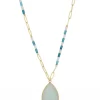 Knight & Day Blue Amazon Gemstone Mid Length Necklace* Necklaces