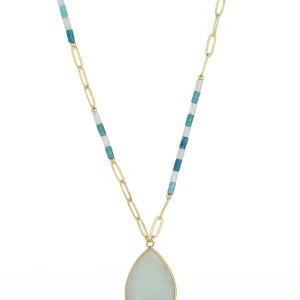Knight & Day Blue Amazon Gemstone Mid Length Necklace* Necklaces