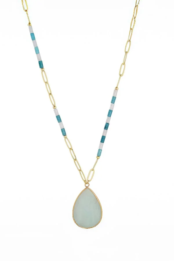 Knight & Day Blue Amazon Gemstone Mid Length Necklace* Necklaces