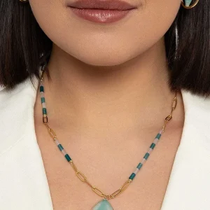 Knight & Day Blue Amazon Gemstone Mid Length Necklace* Necklaces