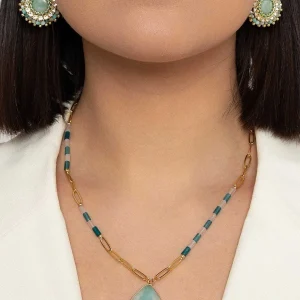 Knight & Day Blue Amazon Gemstone Mid Length Necklace* Necklaces