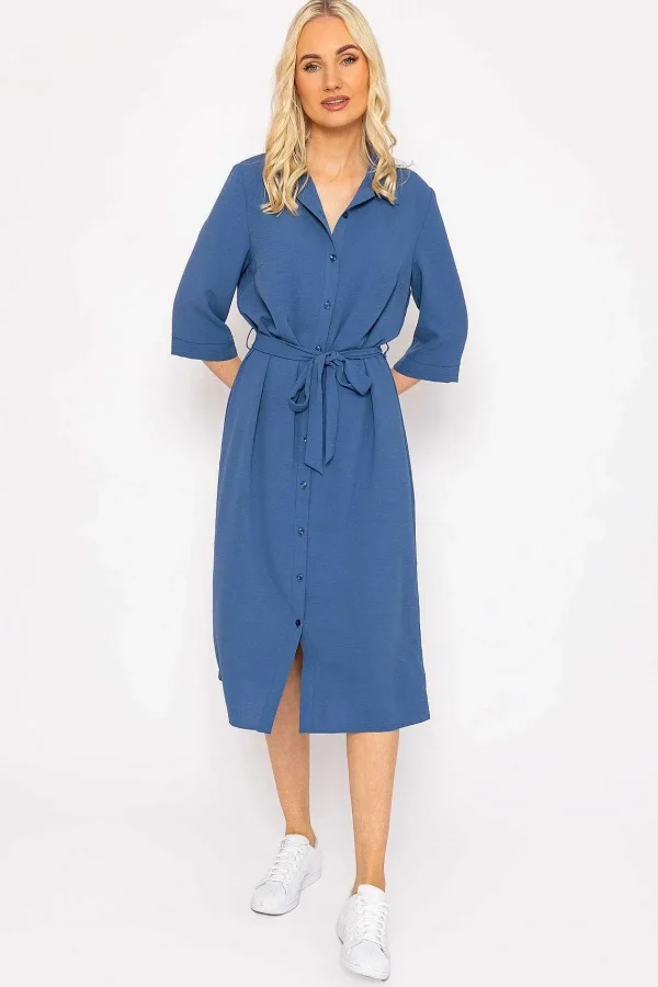 Rowen Avenue Blue Belted Shirt Dress*Women Dresses & Jumpsuits