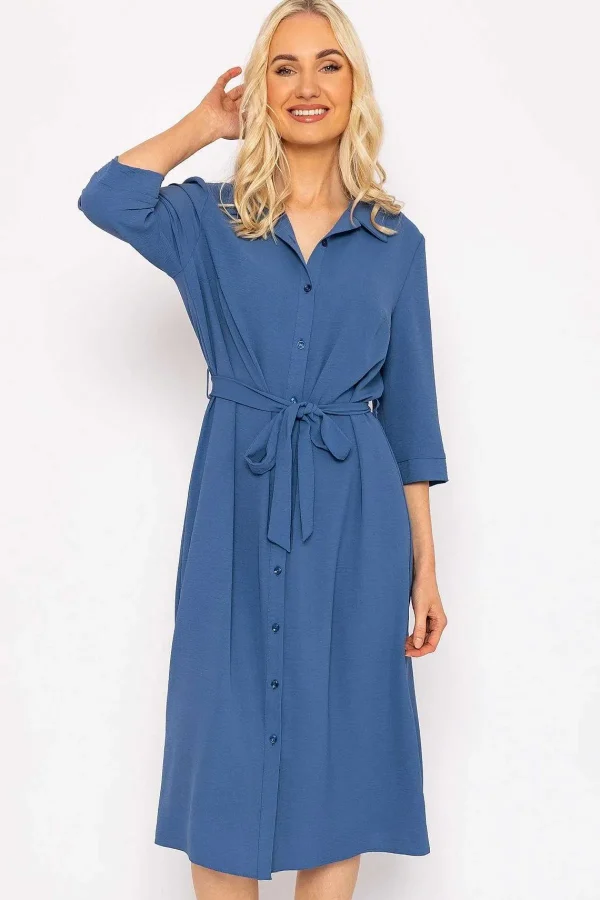 Rowen Avenue Blue Belted Shirt Dress*Women Dresses & Jumpsuits