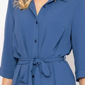 Rowen Avenue Blue Belted Shirt Dress*Women Dresses & Jumpsuits