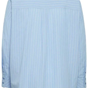 Simple Wish Blue Cotton Long Sleeve Shirt*Women Tops & Blouses