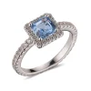 Knight & Day Blue Cz Rhodium Ring Size 7* Jewellery