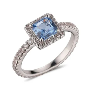 Knight & Day Blue Cz Rhodium Ring Size 7* Jewellery