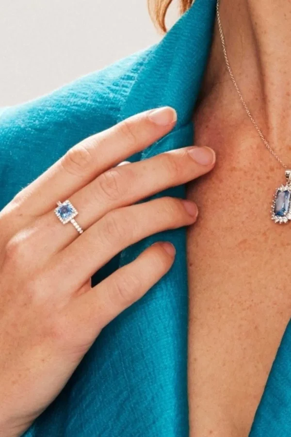 Knight & Day Blue Cz Rhodium Ring Size 7* Jewellery