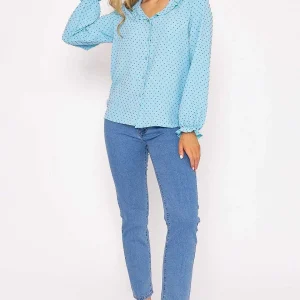 Rowen Avenue Blue Dobby Jacquard Blouse*Women Tops & Blouses