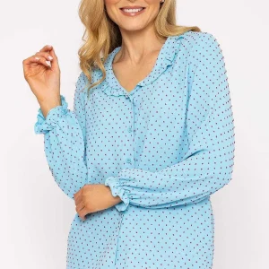 Rowen Avenue Blue Dobby Jacquard Blouse*Women Tops & Blouses