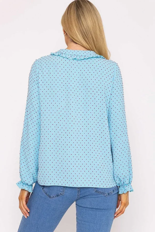 Rowen Avenue Blue Dobby Jacquard Blouse*Women Tops & Blouses