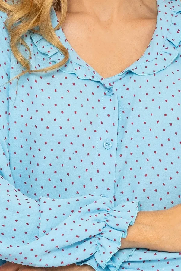 Rowen Avenue Blue Dobby Jacquard Blouse*Women Tops & Blouses