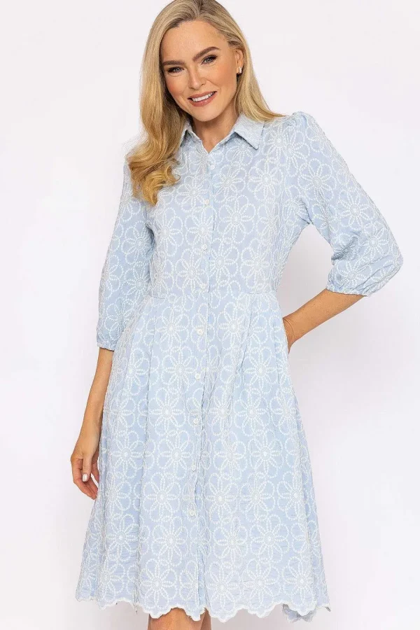 Rowen Avenue Blue Floral Embroidery Dress*Women Dresses & Jumpsuits