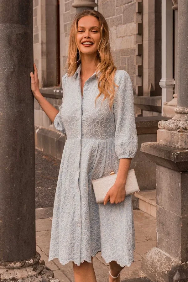 Rowen Avenue Blue Floral Embroidery Dress*Women Dresses & Jumpsuits