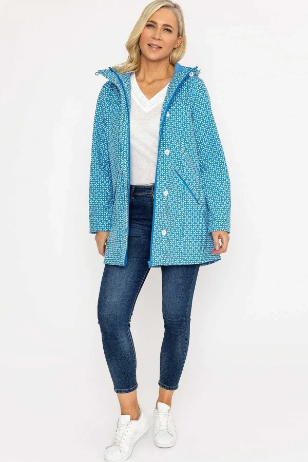 Voulez Vous Blue Geo Print Bonded Jacket*Women Coats & Jackets