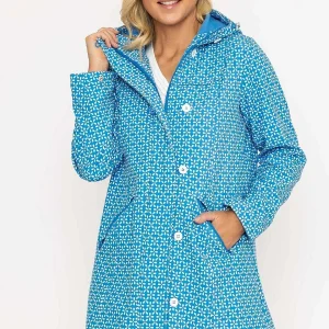 Voulez Vous Blue Geo Print Bonded Jacket*Women Coats & Jackets