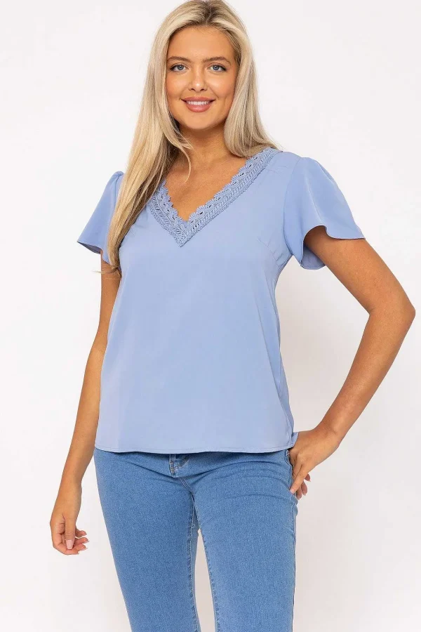 Rowen Avenue Blue Lace Detail Top*Women Tops & Blouses