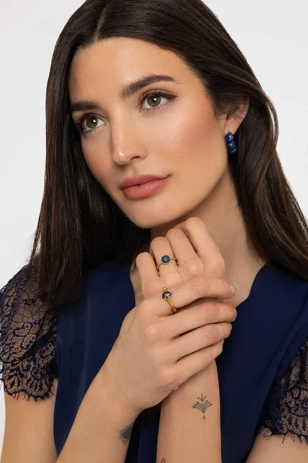 Joularie Blue Lapis Beaded Earrings*Women As Seen On Social