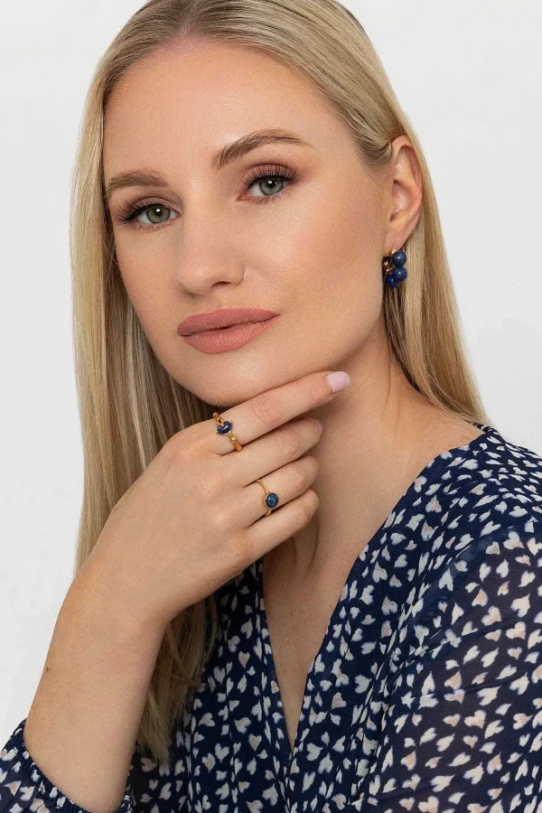 Joularie Blue Lapis Beaded Earrings*Women As Seen On Social