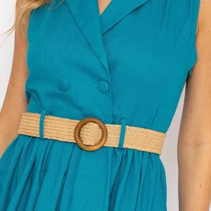 Rowen Avenue Blue Linen Sleeveless Shirt Dress*Women Dresses & Jumpsuits