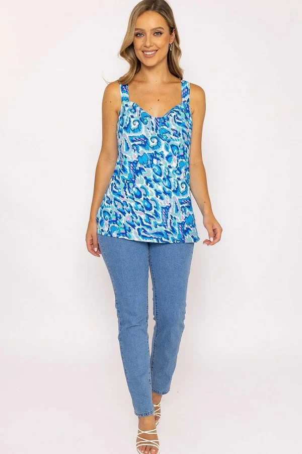 Rowen Avenue Blue Lurex Print Cami Top*Women Tops & Blouses