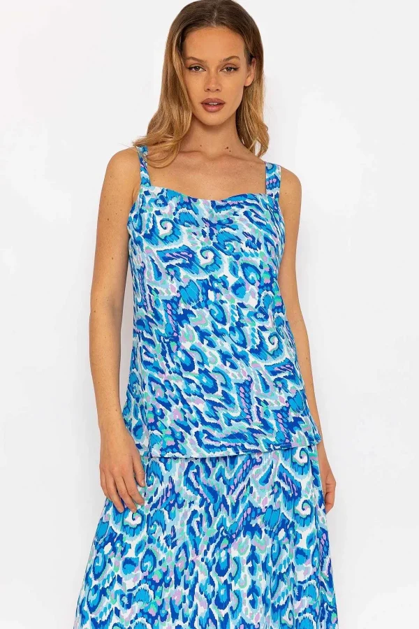 Rowen Avenue Blue Lurex Print Cami Top*Women Tops & Blouses
