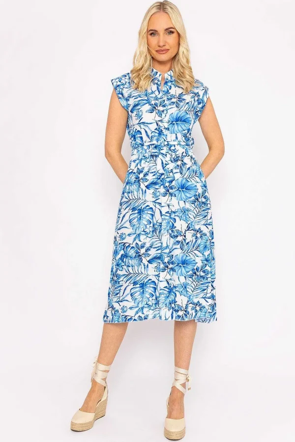 Rowen Avenue Blue Poppy Floral Printed Midi Dress*Women Dresses & Jumpsuits