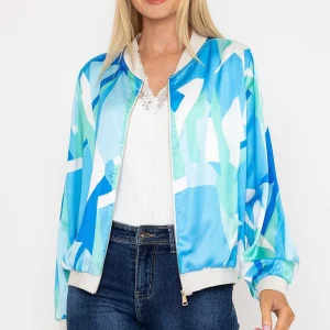 Pala D'oro Blue Printed Bomber Jacket*Women Coats & Jackets