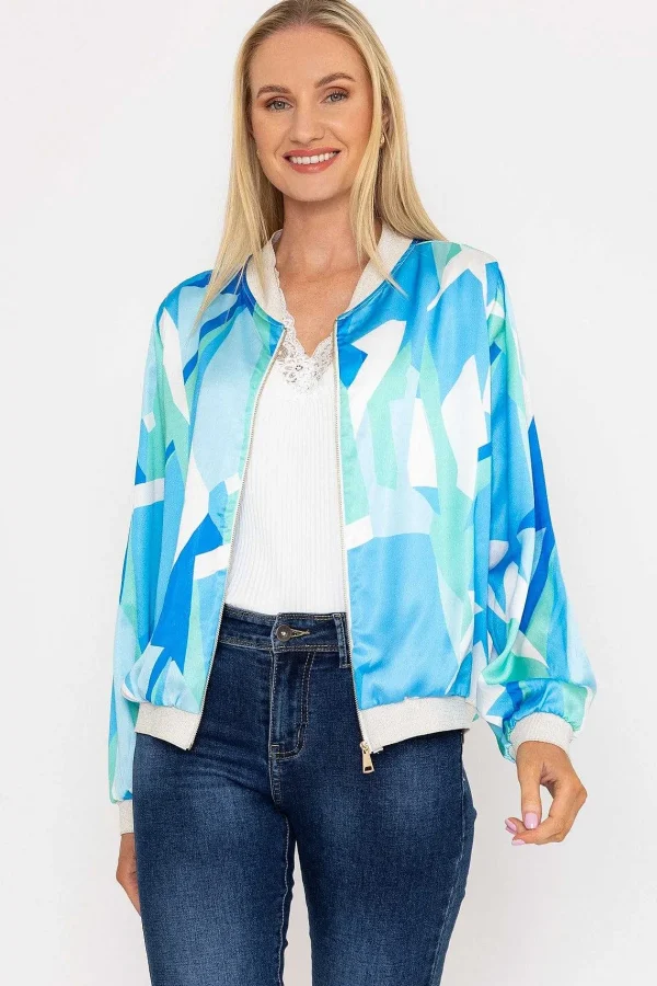 Pala D'oro Blue Printed Bomber Jacket*Women Coats & Jackets
